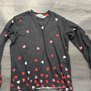 PJ Salvage Black Long-Sleeve Tee with Red and Pink Hearts